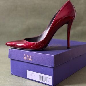 Stuart Weitzman Naughty Fire Quasar Glossy Burgundy Heels 12M